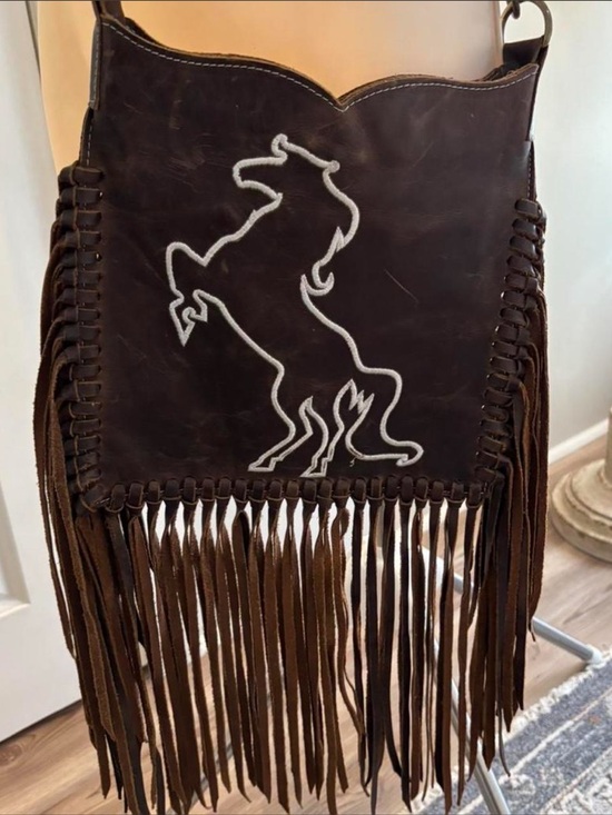 Hand Crafted Handbags - Artisan hand crafted Fringed Leather Horse Crossbody conceal carry RTL $295 NWOT